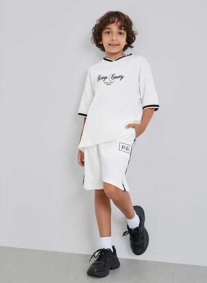 Styli Kids Off-White Cotton T-Shirt and Shorts Set - Image 1